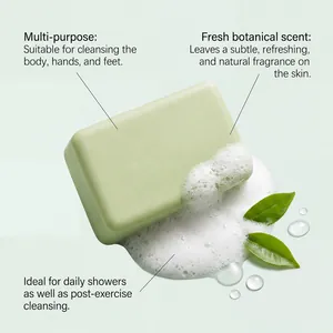 Sapone all'albero del tè fresco con schiuma ricca e foglie verdi per una pelle dolce.