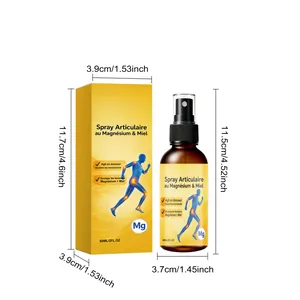 Gewrichtsverzorgingsspray met magnesium en honing 60ml met exacte fles- en doosafmetingen