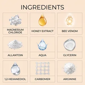 Gedetailleerde ingrediëntenlijst voor gewrichtsspray met magnesiumchloride en bijengif.