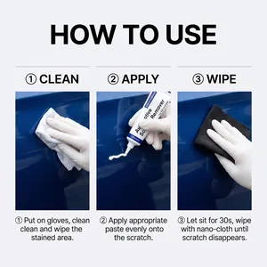 Instructions visuelles détaillées étape par étape sur l'utilisation de la pâte anti-rayures