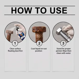 Three-step usage guide for multi-purpose rust remover spray on metal bolts