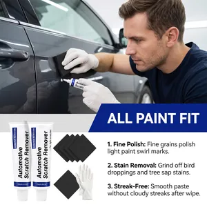 Kit professionnel d'élimination des rayures de voiture avec deux tubes de pâte et éponges