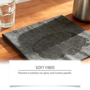 Detailed view of soft fiber cleaning cloth preventing scratches on glass surfaces.