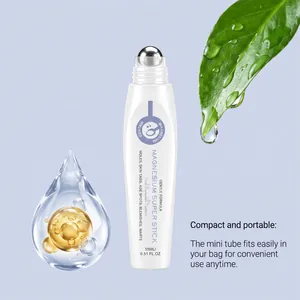Detail view of Magnesium Super Stick with refreshing water droplets and green leaf background