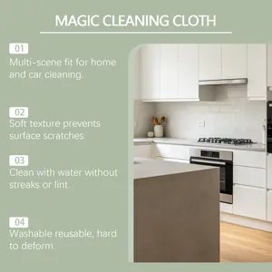 Detailed features of magic cleaning cloth for home and car cleaning in kitchen scene