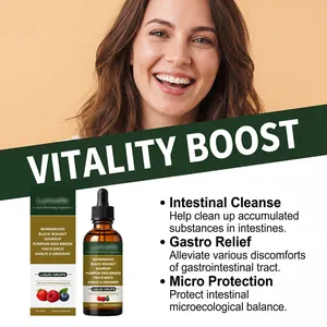 Herbal intestinal cleanse liquid drops for vitality boost and gastro relief support