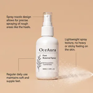 OceAura foot renewal spray detail showing its precision spray nozzle and fine mist