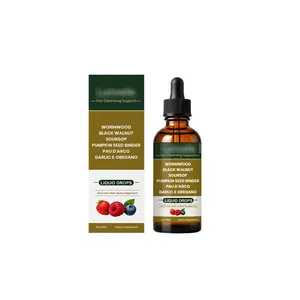 Herbal gut cleansing support supplement liquid drops 60ml bottle with wormwood and black walnut
