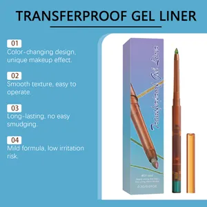 Vue détaillée de l'eye-liner gel bleu sarcelle waterproof avec design changeant de couleur