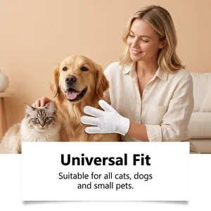 Vista detallada del guante universal de limpieza para mascotas usado en perro y gato.