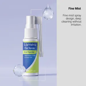 Detailed view of LANISKA ear care spray with fine mist nozzle and 30ml liquid capacity