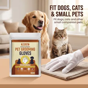 Guantes de aseo desechables hipoalergénicos para perros y gatos en paquete de 6 unidades.