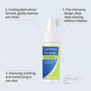 Detailed view of LANISKA Ear Spray with 30ml plant-based formula features