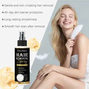 Spray dépilatoire doux OCEAURA efficace pour une peau lisse avec modèle de présentation