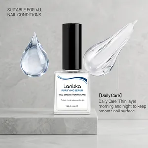 Professional close-up of Laniska Purifying Serum for nail strengthening and daily care