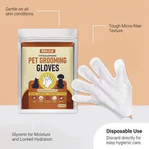 Vista detallada de los guantes desechables para mascotas con textura de microfibra dura.