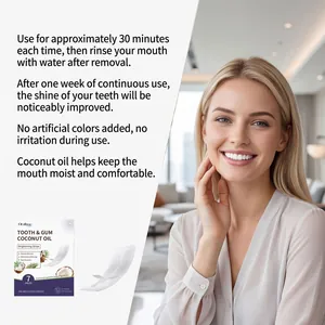 Tiras de blanqueamiento dental Oralhoe con aceite de coco y guía de uso