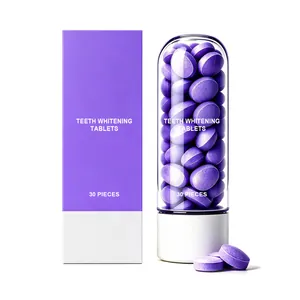 Kit de tablettes de blanchiment des dents violettes 30 pièces dans une boîte capsule