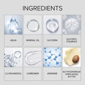 Detalle de ingredientes del bálsamo de barba para hombres con Aqua y manteca de karité