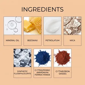 Dettaglio macro di ingredienti cosmetici come cera d'api, mica e minerali per glitter