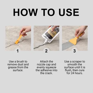 Detailed three-step instruction guide for applying Vyreth concrete crack filler to repair pavement