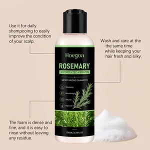 Close-up of Hoegoa rosemary shampoo with dense foam detail and scalp care benefits