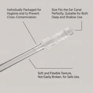Macro detail of a flexible sticky ear cleaning swab with soft wavy silicone head