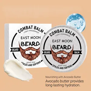 Detalle de la textura del bálsamo blanco para barba con ingredientes de manteca de aguacate