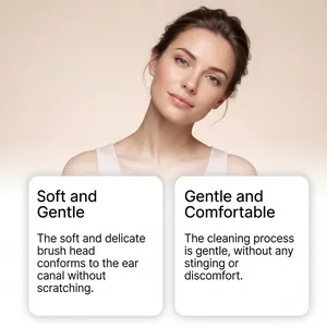 Professional detail view highlighting soft and gentle ear cleaning brush head benefits