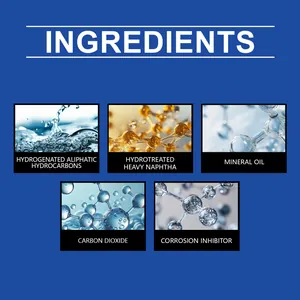 Detail view of rust remover ingredients including mineral oil and corrosion inhibitor.