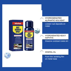 Detailed view of ingredients and benefits for Jakehoe 100ml metal rust remover spray