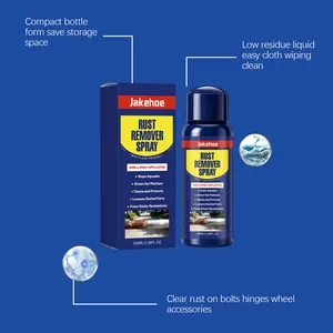 Detail view of Jakehoe rust remover spray features for bolts hinges and wheel accessories