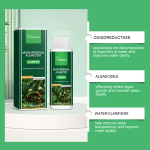 Aquarium moss removal algaecide and water clarifier set with detailed product functions