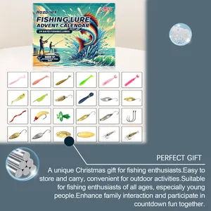 Detailed overview of 24 unique fishing lures in a HOZONEX Christmas advent calendar gift box