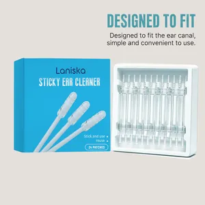 LANISKA Sticky Ear Cleaner sticks with flexible heads for gentle ear care, 24 count box