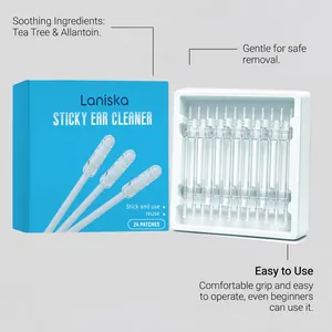 Laniska sticky ear cleaner kit with 24 soft silicone tip patches for gentle ear care
