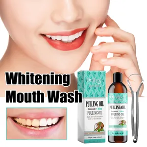 Oralhoe coconut mint whitening mouthwash pulling oil with tongue scraper