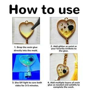 Guide on how to use clear fast-curing UV resin glue for DIY heart-shaped pendant craft