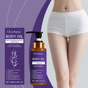 Vista detallada del aceite corporal reafirmante OceAura 100ml para hidratar la piel.