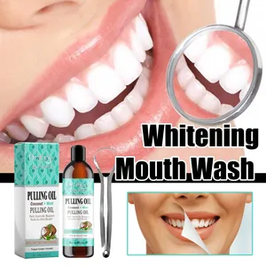 Oralhoe coconut mint pulling oil mouthwash set with tongue scraper for teeth whitening