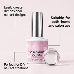 Professional macro shot of 3D floating dot nail gel bottle with 8ml capacity for DIY nail art