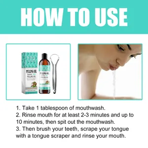 Oralhoe coconut mint pulling oil mouthwash kit with tongue scraper instructions guide