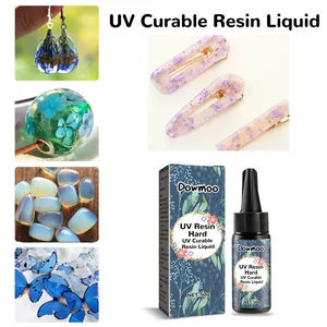Dowmoo UV Curable Resin Liquid with finished resin craft examples for DIY projects