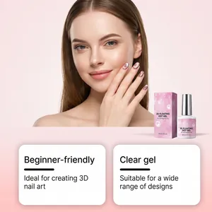3D floating dot nail gel bottle with pink cat-eye magnetic manicure on a model hand