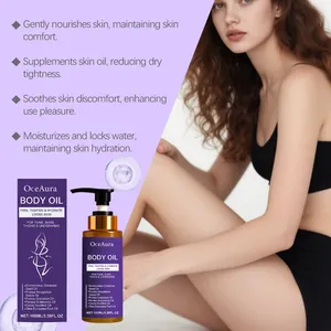 Vista detallada del aceite corporal OCEAURA y sus beneficios para la piel.