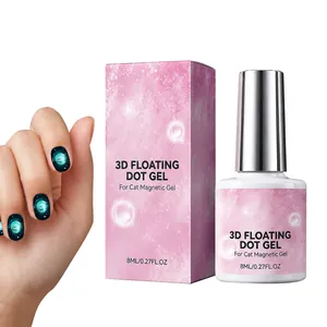 Professional 3D Floating Dot Gel for Cat Eye Magnetic Nails, 8ml Bottle with Pink Box