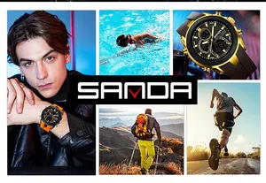 Wasserdichte Sanda Multifunktions-Sportuhr in Schwimm-, Wander- und Laufszenen gezeigt
