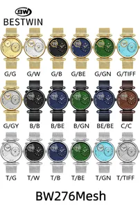 Farbvarianten für Herren Quarzuhren mit zwei Zeitzonen und wasserdichtem Mesh-Armband