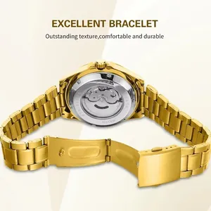 FORSINING men's automatic mechanical watch with gold-tone stainless steel bracelet