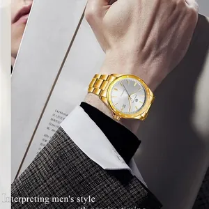 FORSINING Men's Automatic Mechanical Watch with Gold Stainless Steel Band and Date Window